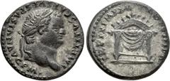 Roman Imperial Coins TITUS (79-81). Denarius. Rome. Obv: IMP TITVS CAES VESPASIAN AVG P M. Laureate head right. Rev: TR P IX IMP XV COS VIII P P. Pulvinar (throne) of Jupiter and Juno: square seat, dr
