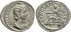 Roman Imperial Coins ORBIANA (Augusta, 225-227). Denarius. Rome. Obv: SALL BARBIA ORBIANA AVG. Draped bust right, wearing stephane. Rev: CONCORDIA AVGG. Concordia seated left on throne, holding patera