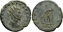 Roman Imperial Coins CLAUDIUS II GOTHICUS (268-270). Antoninianus. Cyzicus. Obv: IMP CLAVDIVS P F AVG. Radiate, draped and cuirassed bust right; three pellets below. Rev: VIRTVS AVG / SPQR. Virtus sta