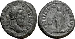Roman Imperial Coins PERTINAX (193). Denarius. "Limes" Denarius. Uncertain mint. Obv: IMP CAES P HELV PERTIN AVG. Laureate head right. Rev: LAETITIA TEMPOR COS II. Laetitia standing left, holding wrea