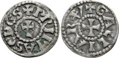 Medieval Coins FRANCE. Lyon. Archbishops. Denier (12th Century). Obv: + GALLIARV. Cross. Rev: + PRIMA SEDES. L-cross monogram. Duplessy 2537. Condition: Very fine. Weight: 1.05 g. Diameter: 19 mm.