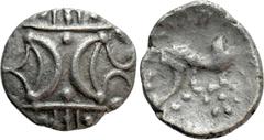 Celtic Coins WESTERN EUROPE. Britain. Iceni. Unit (Circa AD 40-45). Obv: Two opposed crescents, ornamented with pellets. Rev: Stylised horse right; pellets below. Van Arsdell 756-1. Condition: Good ve