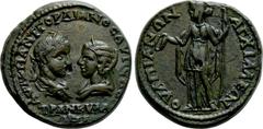Roman Provincial Coins THRACE. Anchialus. Gordian III, with Tranquillina (238-244). Ae. Obv: AVT K M ANT ΓOPΔIANOC AVΓ CAB / TPANKVΛΛINA. Draped busts of Gordian, laureate and cuirassed, and Tranquill