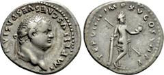 Roman Imperial Coins TITUS (79-81). Denarius. Rome. Obv: IMP TITVS CAES VESPASIAN AVG P M. Laureate head right. Rev: TR P VIIII IMP XV COS VII P P. Venus standing right, back facing, leaning upon colu