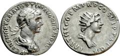 Roman Imperial Coins TRAJAN (98-117). Denarius. Rome. Obv: IMP CAES NER TRAIAN OPTIM AVG GERM DAC. Laureate and draped bust of Trajan right. Rev: PARTHICO P M TR P COS VI P P S P Q R. Radiate and drap