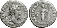 Roman Imperial Coins PERTINAX (193). Denarius. Rome. Obv: IMP CAES P HELV PERTIN AVG. Laureate head right. Rev: LAETITIA TEMPOR COS II. Laetitia standing left, holding wreath and sceptre. RIC 4a. Cond