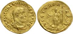 Roman Imperial Coins VALERIAN I (253-260). GOLD Aureus. Rome. Obv: IMP C P LIC VALERIANVS P F AVG. Laureate, draped and cuirassed bust right. Rev: VICTORIA GERM. Victory standing left, holding wreath 