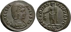 Roman Imperial Coins HELENA (Augusta, 324-328/30). Follis. Siscia. Obv: FL HELENA AVGVSTA. Diademed and mantled bust right. Rev: SECVRITAS REIPVBLICE / Є SIS (double crescent). Securitas standing left