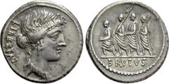 Roman Republican Coins Q. SERVILIUS CAEPIO (M. JUNIUS) BRUTUS. Denarius (54 BC). Rome. Obv: LIBERTAS. Head of Libertas right. Rev: BRVTVS. The consul L. Junius Brutus advancing left between two lictor