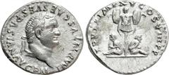 Roman Imperial Coins TITUS (79-81). Denarius. Rome. Obv: IMP TITVS CAES VESPASIAN AVG P M. Laureate head right. Rev: TR P IX IMP XV COS VIII P P. Trophy; bound captive to left and right. RIC² 102. Con