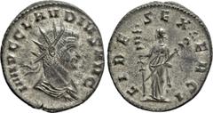 Roman Imperial Coins CLAUDIUS II GOTHICUS (268-270). Antoninianus. Rome. Obv: IMP C CLAVDIVS AVG. Radiate, draped and cuirassed bust right. Rev: FIDES EXERCI. Fides standing left, holding signum in ea