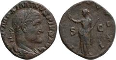 Roman Imperial Coins MAXIMINUS THRAX (235-238). Sestertius. Rome. Obv: IMP MAXIMINVS PIVS AVG. Laureate, draped and cuirassed bust right. Rev: PAX AVGVSTI / S - C. Pax standing left, holding branch an