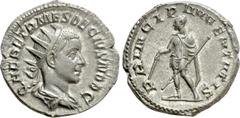Roman Imperial Coins HERENNIUS ETRUSCUS (Caesar, 249-251). Antoninianus. Rome. Obv: Q HER ETR MES DECIVS NOB C. Radiate and draped bust right. Rev: PRINCIPI IVVENTVTIS. Herennius Etruscus standing lef