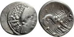 Celtic Coins WESTERN EUROPE. Gaul. Insubres. Drachm (1st century BC). Imitating Massalia. Obv: Female head right; wearing earring. Rev: Stylized lion right. LT 2126. Condition: Good very fine. Weight: