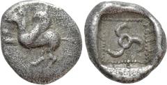 Greek Coins DYNASTS OF LYCIA. Khinakha ? (Circa 470-440 BC). Diobol. Obv: Pegasos rearing left. Rev: Triskeles in dotted square within incuse square. Müseler IV, 85. Condition: Very fine. Weight: 1.29