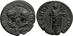 Roman Provincial Coins THRACE. Mesambria. Philip I 'the Arab', with Otacilia Severa (244-249). Ae. Obv: ΑΥΤ Μ ΙΟΥΛ ΦΙΛΙΠΠOC Μ WΤ ϹЄΒΗΡΑ ϹЄΒ. Draped busts of Philip, laureate, draped and cuirassed, and