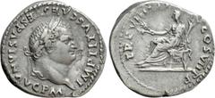 Roman Imperial Coins TITUS (79-81). Denarius. Rome. Obv: IMP TITVS CAES VESPASIAN AVG P M. Laureate head right. Rev: TR P VIIII IMP XV COS VII P P. Ceres seated left on throne, holding grain ear, popp