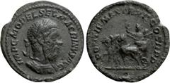 Roman Imperial Coins MACRINUS (217-218). Limes Denarius. Rome. Obv: IMP C M OPEL SEV MACRINVS AVG. Laureate and cuirassed bust right. Rev: PONTIF MAX TR P II COS II P P. Macrinus in quadriga left, hol