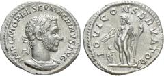 Roman Imperial Coins MACRINUS (217-218). Denarius. Rome. Obv: IMP C M OPEL SEV MACRINVS AVG. Laureate and cuirassed bust right. Rev: IOVI CONSERVATORI. Jupiter standing left, holding thunderbolt and s