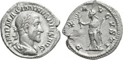 Roman Imperial Coins MAXIMINUS THRAX (235-238). Denarius. Rome. Obv: IMP MAXIMINVS PIVS AVG. Laureate, draped and cuirassed bust right. Rev: PAX AVGVSTI. Pax standing left, holding branch and sceptre.