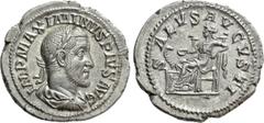 Roman Imperial Coins MAXIMINUS THRAX (235-238). Denarius. Rome. Obv: IMP MAXIMINVS PIVS AVG. Laureate, draped and cuirassed bust right. Rev: SALVS AVGVSTI. Salus seated left on throne, feeding serpent