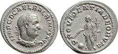 Roman Imperial Coins BALBINUS (238). Denarius. Rome. Obv: IMP C D CAE L BALBINVS AVG. Laureate, draped and cuirassed bust right. Rev: PROVIDENTIA DEORVM. Providentia standing left, holding cornucopia 