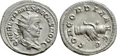 Roman Imperial Coins HERENNIUS ETRUSCUS (Caesar, 249-251). Antoninianus. Rome. Obv: Q HER ETR MES DECIVS NOB C. Radiate, draped and cuirassed bust right. Rev: CONCORDIA AVGG. Clasped hands. RIC 138 (D