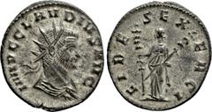 Roman Imperial Coins CLAUDIUS II GOTHICUS (268-270). Antoninianus. Rome. Obv: IMP C CLAVDIVS AVG. Radiate, draped and cuirassed bust right. Rev: FIDES EXERCI. Fides standing left, holding signum in ea