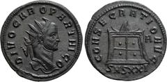 Roman Imperial Coins DIVUS CARUS (Died 283). Antoninianus. Siscia. Struck under Carinus. Obv: DIVO CARO PARTHICO. Radiate head right. Rev: CONSECRATIO AVG / SMSXXI. Lighted and garlanded altar; A to r