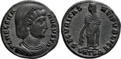 Roman Imperial Coins HELENA (Augusta, 324-328/30). Follis. Thessalonica. Obv: FL HELENA AVGVSTA. Diademed and mantled bust right. Rev: SECVRITAS REIPVBLICE / SMTSΔ. Securitas standing left, holding br