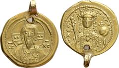 Byzantine Coins THEODORA (1055-1056). GOLD Tetarteron Nomisma. Constantinople. Obv: IC XC. Bust of Christ Pantokrator facing. Rev: + ӨЄOΔω AVΓOV. Crowned bust of Theodora facing, wearing loros and hol