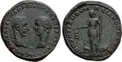 Roman Provincial Coins MOESIA INFERIOR. Marcianopolis. Macrinus with Diadumenian (217-218). Pentassarion. Pontianus, legatus consularis. Obv: AVT K OΠEΛ CEV MAKPΕINOC K M OΠEΛ ANTΩΝEINOC. Laureate hea