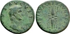 Roman Imperial Coins DIVUS AUGUSTUS (Died 14). As. Restitution issue struck under Nerva. Obv: DIVVS AVGVSTVS. Bare head right. Rev: IMP NERVA CAES AVG REST / S C. Winged thunderbolt. RIC 130 (Nerva). 