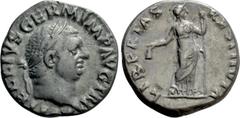 Roman Imperial Coins VITELLIUS (69). Denarius. Rome. Obv: A VITELLIVS GERM IMP AVG TR P. Laureate head right. Rev: LIBERTAS RESTITVTA. Libertas standing facing, head right, holding pileus and long rod
