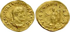 Roman Imperial Coins VALERIAN I (253-260). GOLD Aureus. Rome. Obv: IMP C P LIC VALERIANVS P F AVG . Laureate, draped and cuirassed bust right. Rev: VICTORIA GERM . Victory standing left, holding wreat