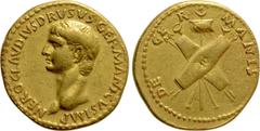 Roman Imperial Coins NERO CLAUDIUS DRUSUS (Died 9 BC). GOLD Aureus. Lugdunum. Struck under Claudius. Obv: NERO CLAVDIVS DRVSVS GERMANICVS IMP. Laureate head left. Rev: DE GERMANIS. Two oblong shields,