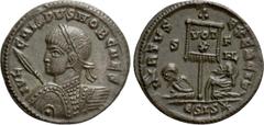 Roman Imperial Coins CRISPUS (Caesar, 316-326). Follis. Siscia. Obv: IVL CRISPVS NOB CAES. Laureate and cuirassed bust left, holding spear and shield. Rev: VIRTVS EXERCIT / S F HL / Є SIS (star). Two 