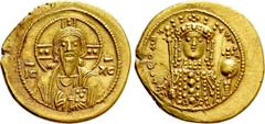Byzantine Coins THEODORA (1055-1056). GOLD Tetarteron Nomisma. Constantinople. Obv: IC XC. Bust of Christ Pantokrator facing. Rev: + ӨЄOΔω AVΓOV. Crowned bust of Theodora facing, wearing loros and hol