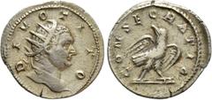 Roman Imperial Coins DIVUS TITUS (Died 81). Antoninianus. Rome. Struck under Trajanus Decius. Obv: DIVO TITO. Radiate head right. Rev: CONSECRATIO. Eagle standing right, head left, wings spread. RIC 8
