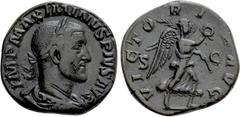 Roman Imperial Coins MAXIMINUS THRAX (235-238). Sestertius. Rome. Obv: IMP MAXIMINVS PIVS AVG. Laureate, draped and cuirassed bust right. Rev: VICTORIA AVG / S - C. Victory advancing right, holding wr