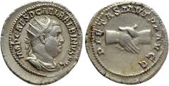Roman Imperial Coins BALBINUS (238). Antoninianus. Rome. Obv: IMP CAES D CAE L BALBINVS AVG. Radiate, draped and cuirassed bust right. Rev: PIETAS MVTVA AVGG. Clasped hands. RIC 12. Condition: Good ve