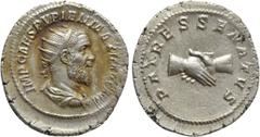 Roman Imperial Coins PUPIENUS (238). Antoninianus. Rome. Obv: IMP CAES PVPIEN MAXIMVS AVG. Radiate, draped and cuirassed bust right. Rev: PATRES SENATVS. Clasped hands. RIC 11b. Condition: Near extrem