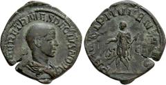 Roman Imperial Coins HERENNIUS ETRUSCUS (250-251). Sestertius. Rome. Obv: Q HER ETR MES DECIVS NOB C. Bareheaded and draped bust right. Rev: PRINCIPI IVVENTVTIS / S - C. Prince standing left in milita