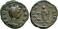 Roman Imperial Coins SEVERINA (Augusta, 270-275). As. Rome. Obv: SEVERINA AVG. Diademed and draped bust right. Rev: IVNO REGINA / Z. Juno standing left, holding patera and sceptre; peacock at feet to 