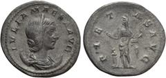 Roman Imperial Coins JULIA MAESA (Augusta, 218-224/5). Antoninianus. Rome. Obv: IVLIA MAESA AVG. Draped bust right, wearing stephane and set upon crescent. Rev: PIETAS AVG. Pietas standing left, holdi