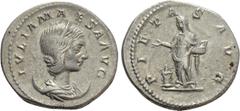 Roman Imperial Coins JULIA MAESA (Augusta, 218-224/5). Antoninianus. Rome. Obv: IVLIA MAESA AVG. Draped bust right, wearing stephane and set upon crescent. Rev: PIETAS AVG. Pietas standing left, holdi