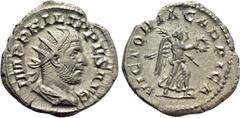 Roman Imperial Coins PHILIP I 'THE ARAB' (244-249). Antoninianus. Rome. Obv: IMP PHILIPPVS AVG. Radiate, draped and cuirassed bust right. Rev: VICTORIA CARPICA. Victory advancing right, holding wreath