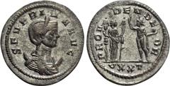 Roman Imperial Coins SEVERINA (Augusta, 270-275). Antoninianus. Ticinum. Obv: SEVERINA AVG. Diademed and draped bust right, set on crescent. Rev: PROVIDEN DEOR / VXXT. Fides standing right, holding si