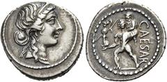 RÖMER RÖMISCHE REPUBLIK NACH 211 V. CHR. C. Iulius Caesar, 48 - 47 v. Chr. Denar ø 19mm (3,68g). Mzst. in Asia. Vs.: Kopf der Venus mit Stephane n. r. Rs.: CAESAR, Aeneas trägt seinen Vater Anchises u