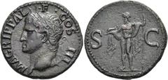RÖMER RÖMISCHE KAISERZEIT. Agrippa, 64/3 - 12 v. Chr. AE As ø 28mm (11,52g). Geprägt unter Caligula, 37 - 41 n. Chr. Mzst. Rom. Vs.: M AGRIPPA L F COS III, Kopf mit corona rostrata n. l. Rs.: S - C, N